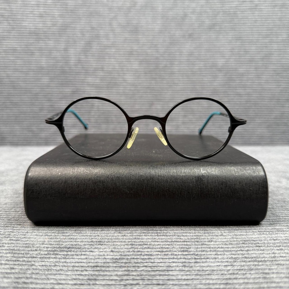 L.A. Eyeworks Ginkgo 502M Round Matte Black Titanium Eyeglasses Frames Turquoise
